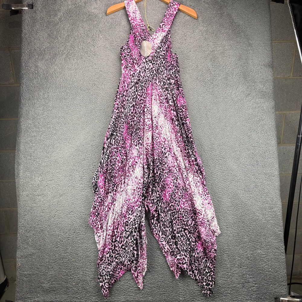 NWD New Woman Design Pink Animal Leopard Print Handkerchief Hem Dress Medium
